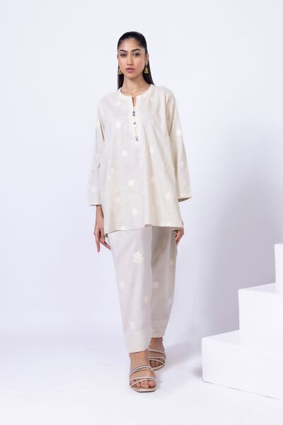 Embroidered | Crosshatch Poplin | Pants | AED 50.00