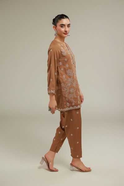 Embroidered | Raw Silk | Floral Straight Shalwar | AED 65.00