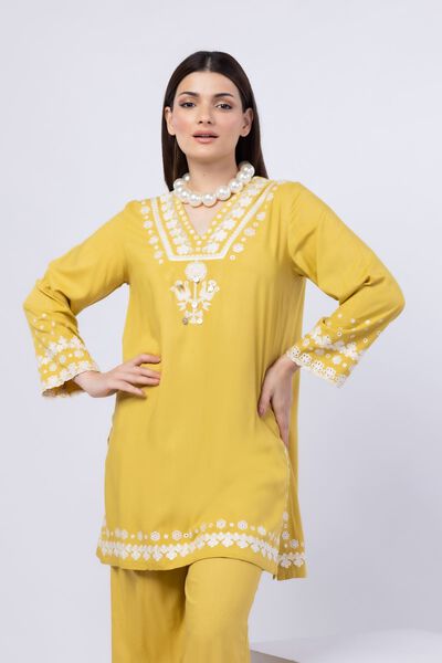 Embroidered | Crosshatch Raw Silk | Kurta | AED 100.00