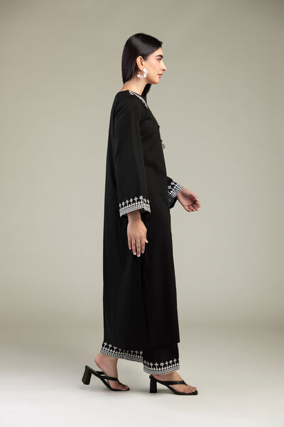 Embroidered | Cambric | Black Solid Pants | AED 130.00