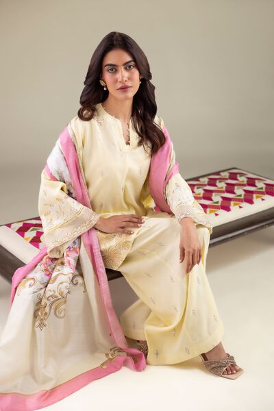 Embroidered | Raw Silk | Embellished V-Neck Kurta | AED 69.00