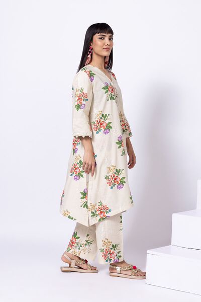 Embroidered | Crosshatch Poplin | Pants | AED 80.00