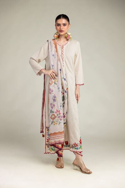 Embroidered | Raw Silk | Floral Silk Shalwar | AED 30.00