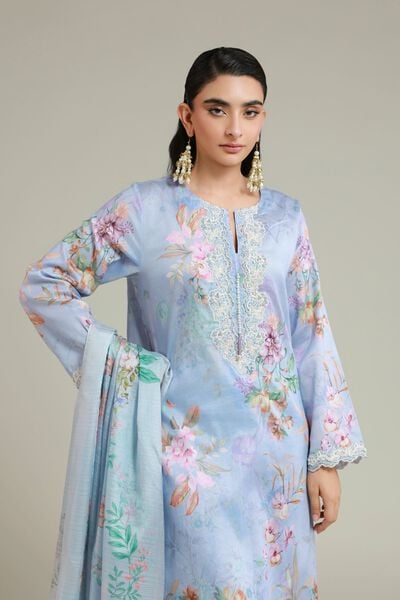 Printed | Satin | Tailored 3 Piece | AED 300.00