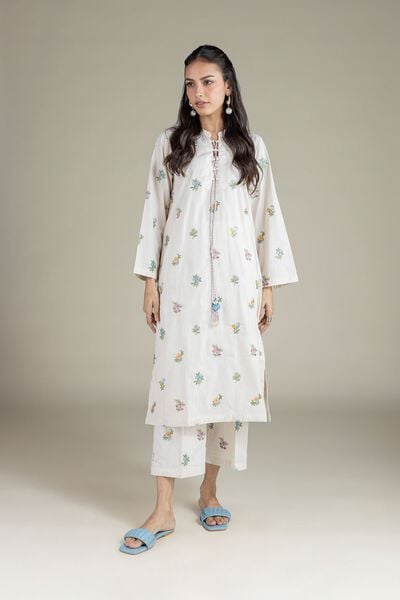 Embroidered | Textured Cambric | Floral Pants | AED 100.00