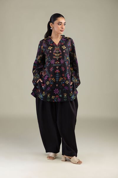 Printed | Textured Weave | Solid Black Shalwar | AED 100.00