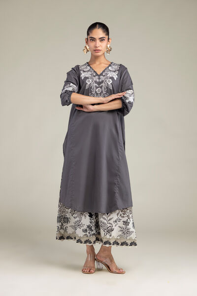 Embroidered | Cambric | Floral Cambric Pants | AED 130.00