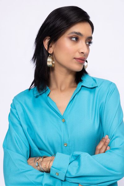 Button Down Shirt, BLUE, hi-res