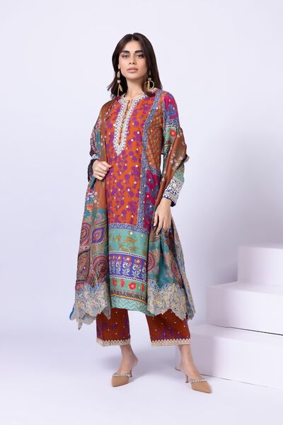 Embroidered | Viscose Oak Silk | Pants | AED 36.00