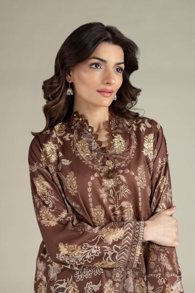 Printed | Jacquard | Brown Tailored Set | AED 200.00