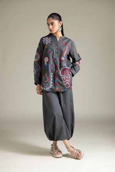 Textured Cotton | Trousers | AED 60.00