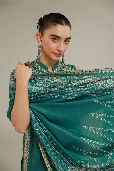 Embroidered | Polyester Silk | Geometric Draped Dupatta | AED 90.00