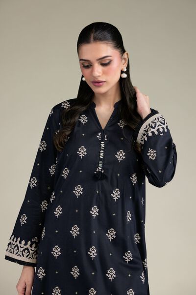 Printed | Cotton Viscose | Long V-Neck Kurta | AED 150.00