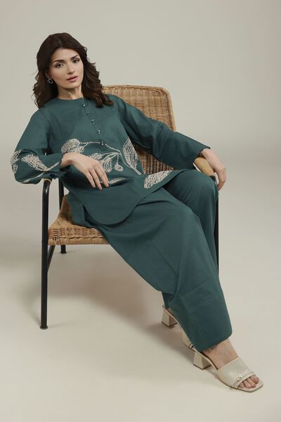 Embroidered | Heavy Textured Cotton | Short Floral Kurta | AED 120.00