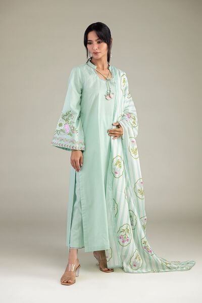 Embroidered | Cotton Dobby | Mint Cotton Kurta | AED 200.00