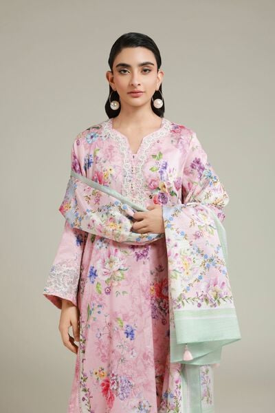 Printed | Satin | Tailored 3 Piece | AED 300.00