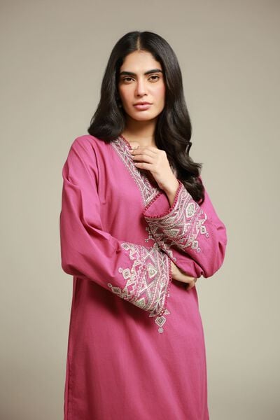 Embroidered | Cambric | Magenta Tailored 2-Piece | AED 200.00