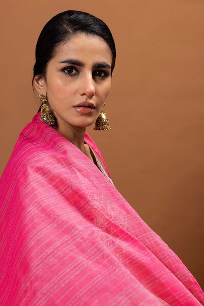 3 Piece Dull Raw Silk Suit, BEIGE, hi-res