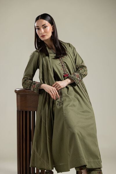 Embroidered | Lawn | Lawn Olive Dupatta | AED 100.00