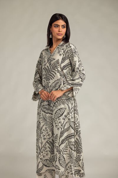 Printed | Textured Cotton | V-Neck Longline Kurta | AED 35.00
