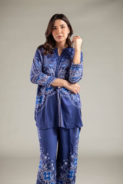 Printed | Viscose | Paisley Band-Collar Kurta | AED 130.00
