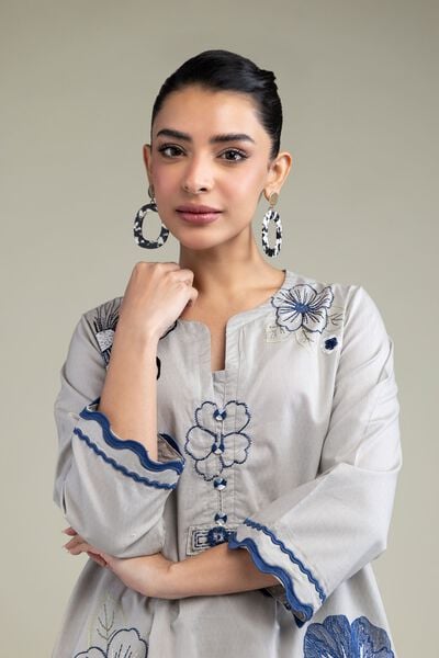 Embroidered | Cotton Dobby | Floral Cotton Kurta | AED 130.00