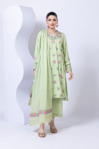 Embroidered | Crosshatch Raw Silk | Pants | AED 30.00