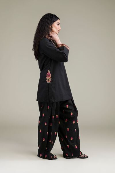 Embroidered | Cotton Dobby | Black Cotton Shalwar | AED 130.00