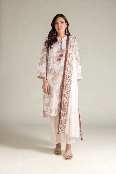 Embroidered | Cambric | Striped Cambric Pants | AED 80.00