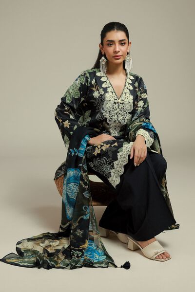 Embroidered | Satin | 3-Piece Tailored Suit | AED 300.00