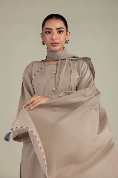 Textured Lawn | Embroidered | Beige Lawn Dupatta | AED 130.00