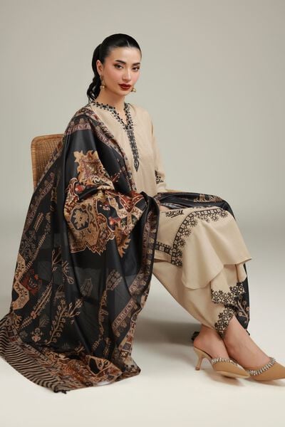 Embroidered | Raw Silk | Geometric Silk Kurta | AED 125.00