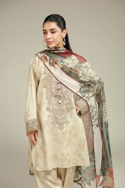 Embroidered | Satin | 3-Piece Tailored Suit | AED 300.00