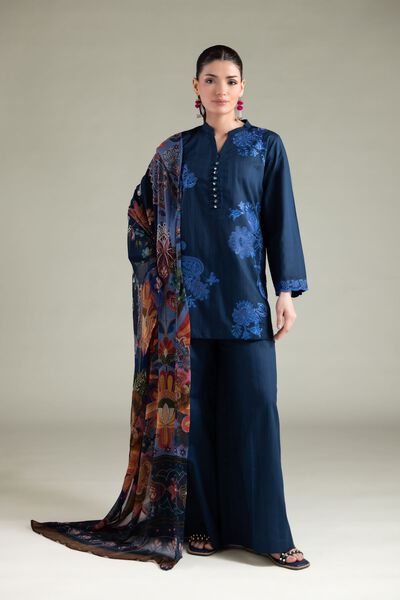 Embroidered | Cotton Dobby | Paisley Threadwork Kurta | AED 54.00