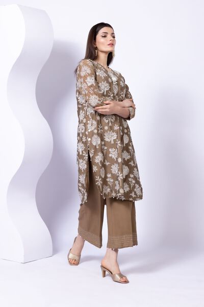 Embroidered | Crosshatch Raw Silk | Pants | AED 24.00