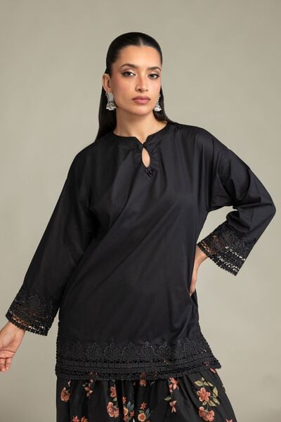 Embroidered | Cambric | Short Black Kurta | AED 230.00