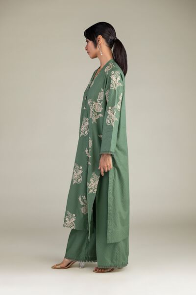 Embroidered | Cotton Dobby | Solid Green Pants | AED 130.00