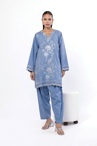 Embroidered | Crosshatch | Tailored 2 Piece | Top and Bottom | AED 90.00