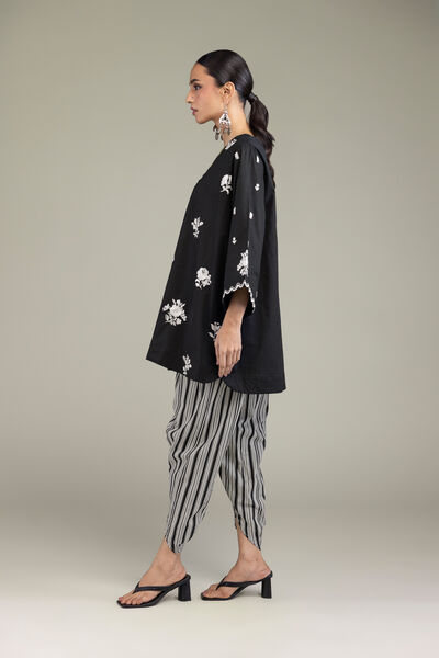 Embroidered | Cambric | Black Cambric Pants | AED 40.00