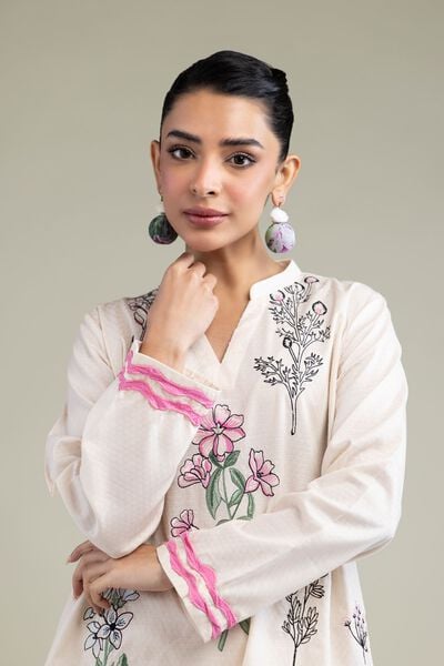 Embroidered | Cotton Dobby | Floral Cotton Kurta | AED 150.00