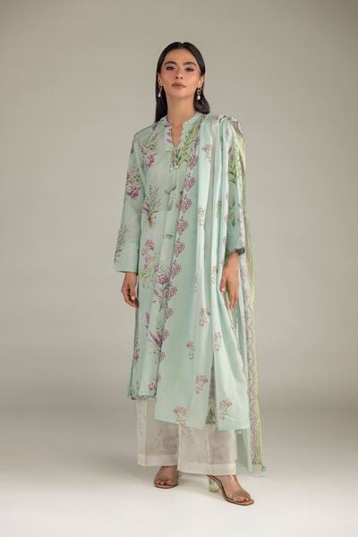 Printed | Cambric | Mint Long Kurta | AED 150.00