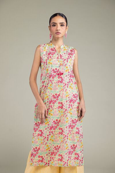 Printed | Cambric | Long Sleeveless Kurta | AED 150.00