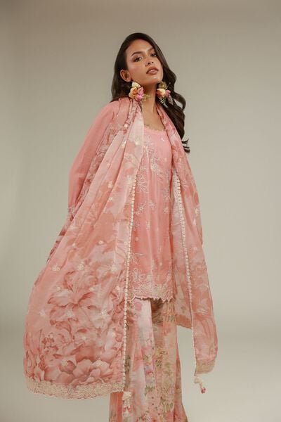 Embroidered | Raw Silk | Floral Kurta 3-piece | AED 325.00