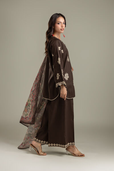 Embroidered | Textured Cotton | Pants | AED 130.00
