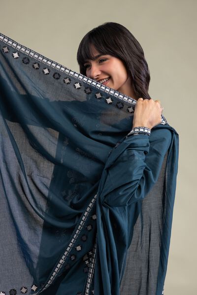 Embroidered | Lawn | Teal Lawn Dupatta | AED 100.00
