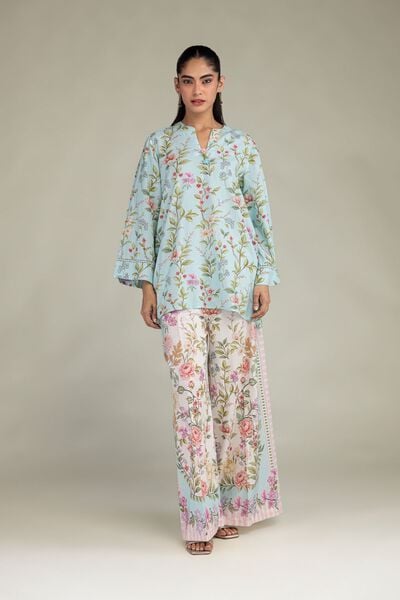 Printed | Cotton Viscose | Blue Cotton Pants | AED 100.00