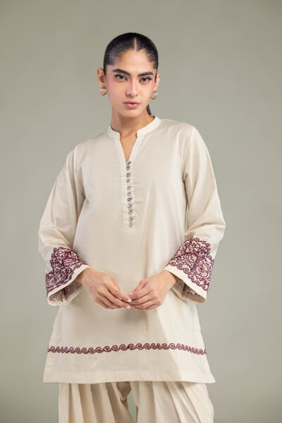 Embroidered | Cambric | V-Neck Cambric Kurta | AED 200.00
