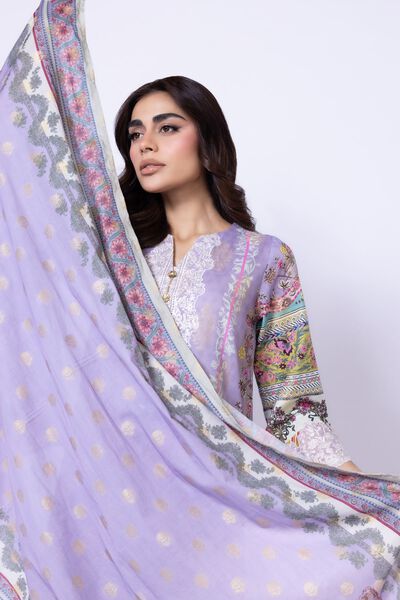 Ecru Brasso Printed Dupatta main image 0