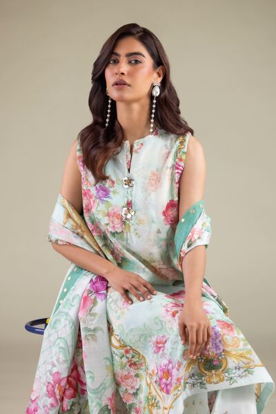 Embroidered | Raw Silk | Sleeveless Floral Kurta | AED 115.00