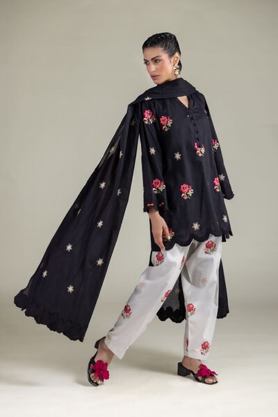 Embroidered | Textured Cotton | Floral Straight Shalwar | AED 30.00
